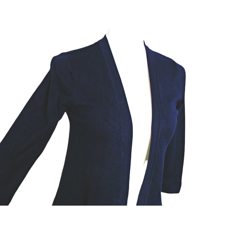 Lety & Me Womens Braided Cardigan Sweater Navy Blue Open Front 3/4 Sleeves Sz XS - Picture 2 of 11